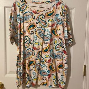 NWOT Kim Rogers Perfectly Soft Plus Size Paisley Short Sleeve Top Size 3X